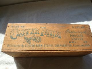 Vintage Clover Farms 5 Pound Wood Wooden Cheese Box photo