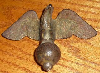 Antique Cast Iron American Eagle Flag Topper Finial Possibly Civic War Era photo