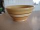 Antique Pottery Dough Mixing Bowl Primitive Large Yellow Ware Mocha Mochaware Bowls photo 1
