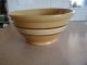 Antique Pottery Dough Mixing Bowl Primitive Large Yellow Ware Mocha Mochaware Bowls photo 2