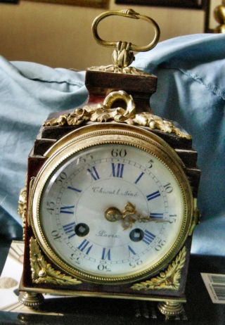 Fabulous French Clock,  Pendule D ' Un Officier,  Marked Thioat L ' Aine C.  1750 photo