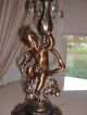 Vtg Antique Large French Figural Bronze Metal Crystal Cherub Lamp Light Metalware photo 1