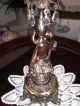 Vtg Antique Large French Figural Bronze Metal Crystal Cherub Lamp Light Metalware photo 7