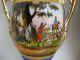 Pair Antique Sevres Style Porcelain Vase / Urn W/handles Fox Hunt Hunting Scene Vases photo 2