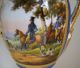Pair Antique Sevres Style Porcelain Vase / Urn W/handles Fox Hunt Hunting Scene Vases photo 3
