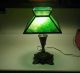 Circa 1920 ' S Arts & Crafts / Mission; 4 - Panel Green Slag Glass Table Lamp Lamps photo 1