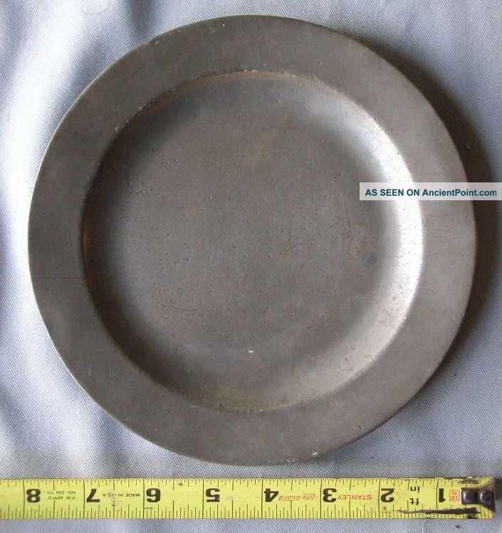 Antique Pewter Plate 18th C English Compton Marked Nr Rolled Rim Metalware photo