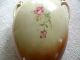 Antique Porcelain Hand Painted Vase England Scottish Highland Cattle Pink Rose Vases photo 7