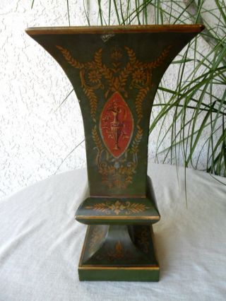 Antique/ Vintage French Tole Painted Tin/ Metal Vase/ Urn/ photo