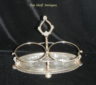 Ts Victorian English Double Silver Plate Pickle Castor Stand Crosses Base photo