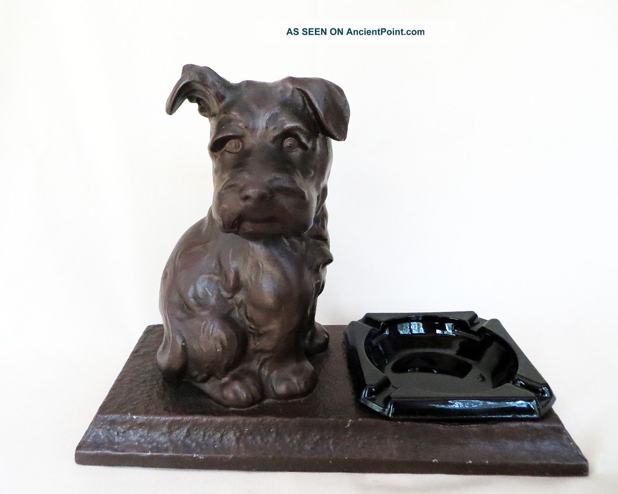 Large Nuart Bronzart Sitting Scottish Terrier Scottie Puppy Dog Ashtray Metalware photo