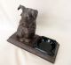 Large Nuart Bronzart Sitting Scottish Terrier Scottie Puppy Dog Ashtray Metalware photo 1