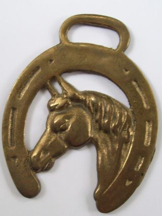 Antique Vintage Brass Horse Head Inside Horse Shoe See Pictures Fast photo