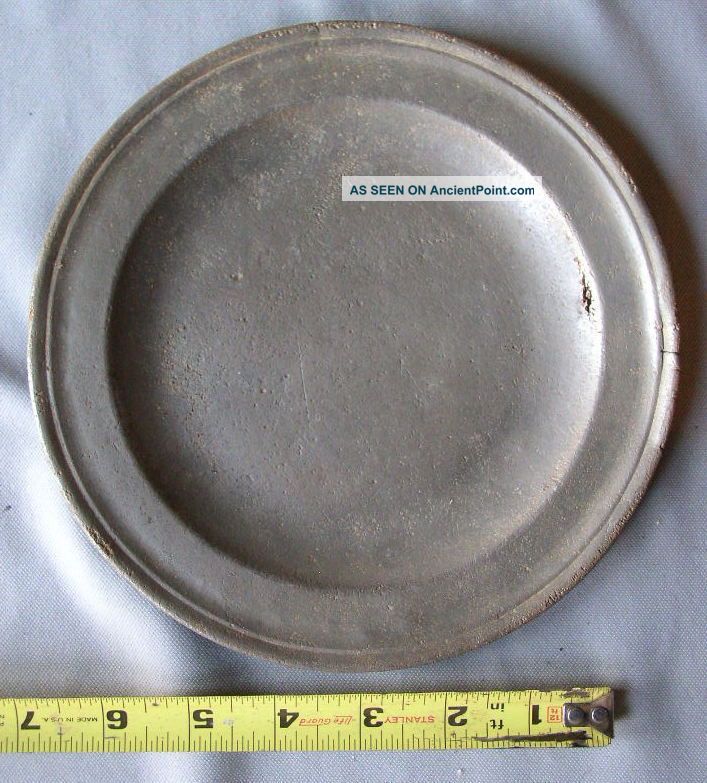 Antique Pewter Plate 18th /early 19th C English Rolled Rim Nr Metalware photo