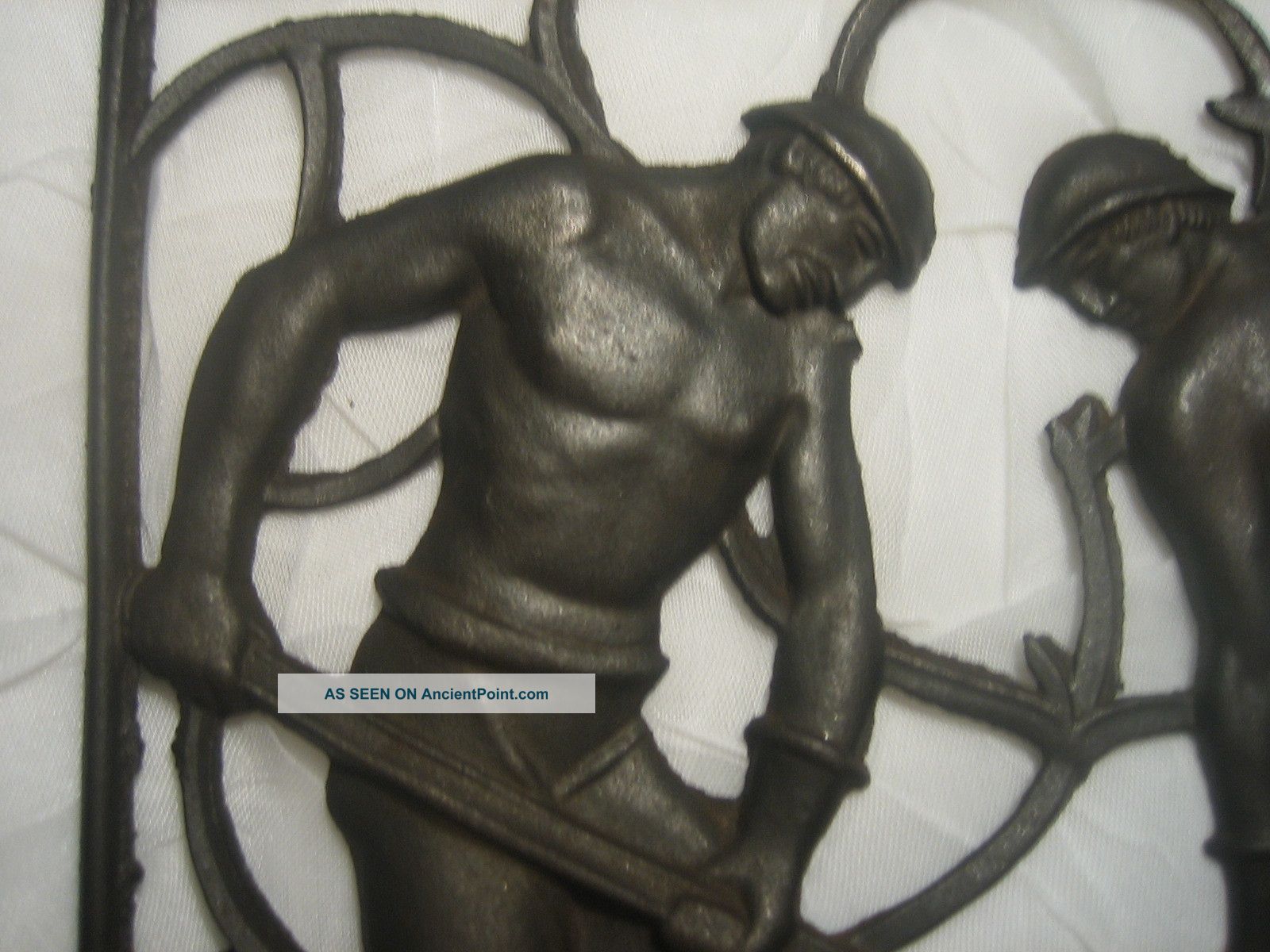 Machine Age Buderus Wall Panel,  Art Deco,  Moshage 1930 Miners Iron Men Pour Metalware photo