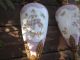 Antique Gothic Victorian Mansion Old Cherub Urn Ewer Lamp Glass Metal Pair Lamps photo 7
