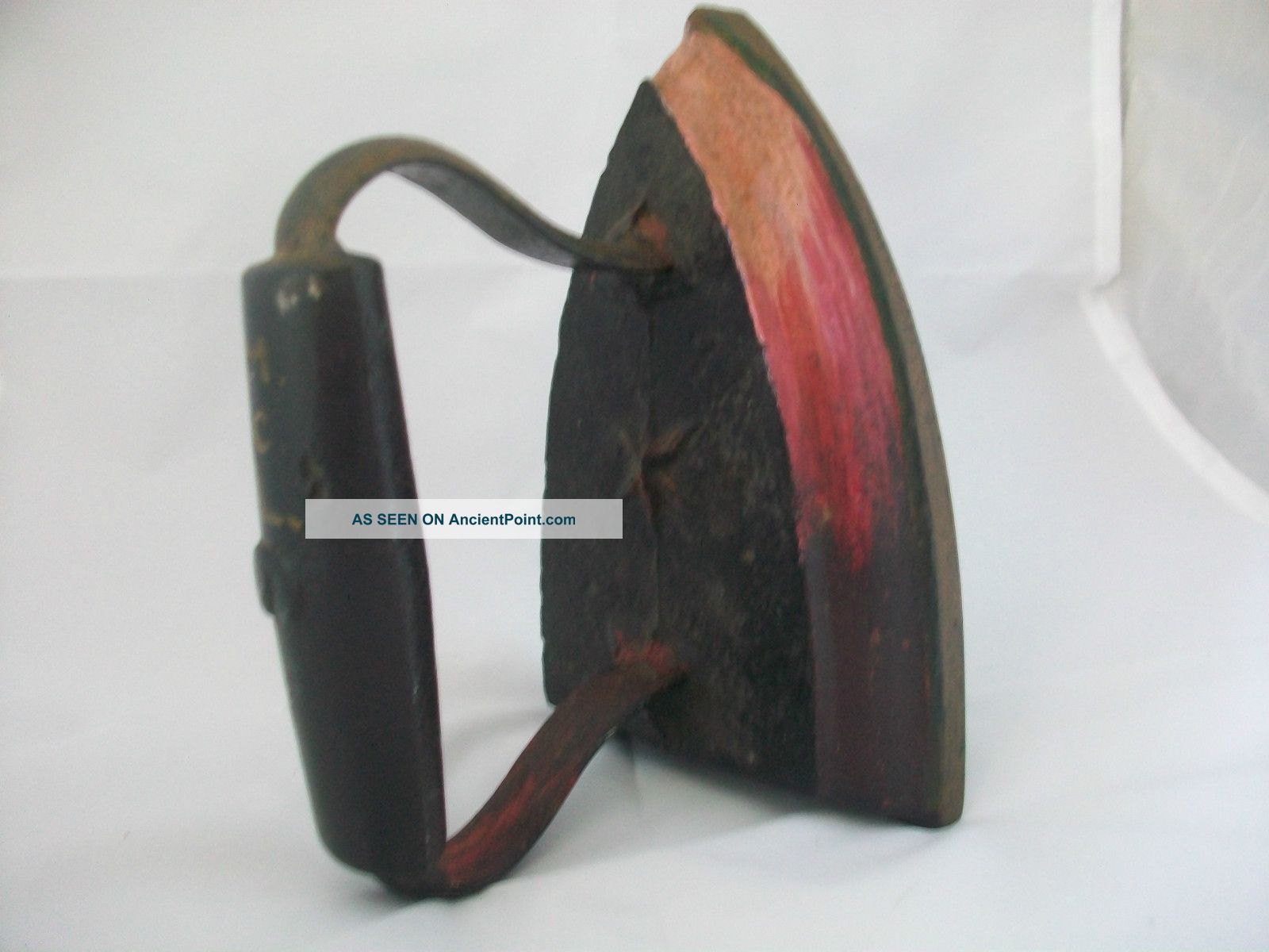 Antique 6 Sad Flat Iron Hand Painted Roses Bookend/ Doorstop Signed Metalware photo