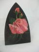Antique 6 Sad Flat Iron Hand Painted Roses Bookend/ Doorstop Signed Metalware photo 2