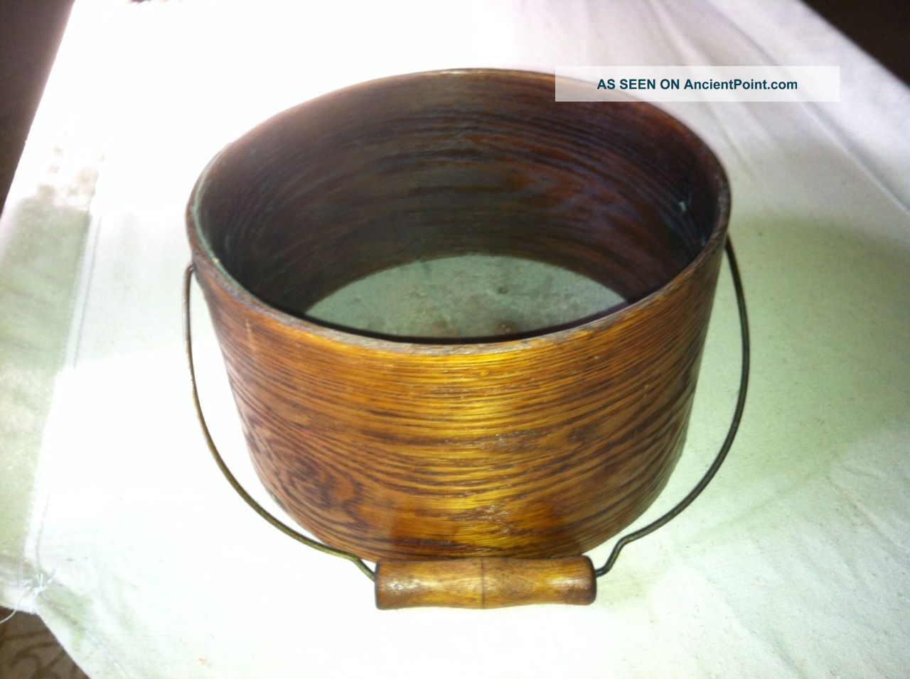 Wooden Shaker? Style Pail W/ Metal Hoop Handle Other photo