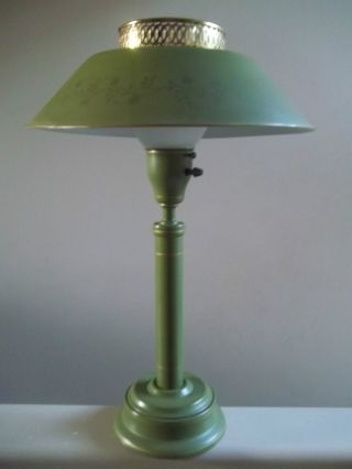 Vintage Mid Century Avocado Tole Ware Lamp Shade Modern photo