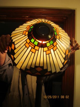 Vintage Leaded Slag Glass Lamp Shade photo