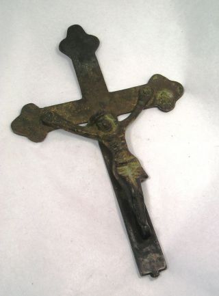 Extremely Old Antique Bronze Crucifix G15 photo