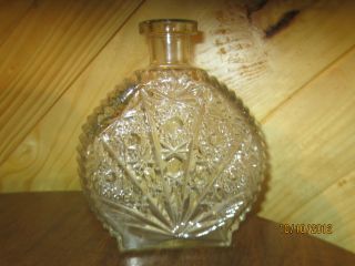 Vintage Antique Round Clear Glass Bottle Decanter Patent Pending Keystone 4 photo