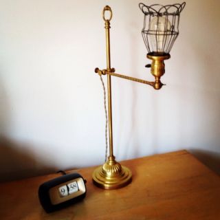 Vintage Antique Machine Age Articulating Brass Steampunk Lamp Light photo