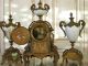 Fine French Sevres Painting Porcelain Gilded Cast Iron Mantel Clock Set Urn Clocks photo 2