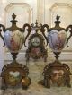 Fine French Sevres Painting Porcelain Gilded Cast Iron Mantel Clock Set Urn Clocks photo 8