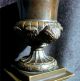 Sm.  Antique Bronze Urn On Pedestal Base Ram ' S Head & Acanthus Leaf Metalware photo 1