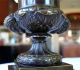Sm.  Antique Bronze Urn On Pedestal Base Ram ' S Head & Acanthus Leaf Metalware photo 4