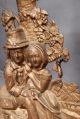 Pair Antique Victorian Eastlake Figural Candlestick Cast Brass Iron Gilt Lovers Metalware photo 4