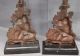 Pair Antique Victorian Eastlake Figural Candlestick Cast Brass Iron Gilt Lovers Metalware photo 6