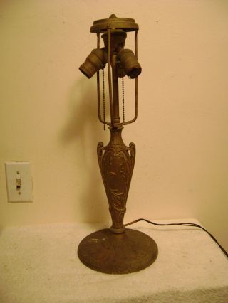 Antique Art Nuevo Three Light Table Lamp - No Shade photo