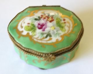 Rare French 19thc Porcelain Trinket Or Pill Box Signed photo