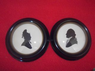 Silhouette Miniture Portrait Early Victorian Portrait Of Husband And Wife photo