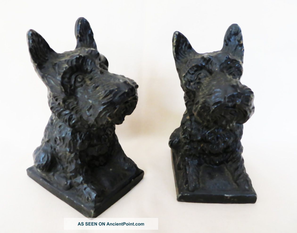 Antique Metal Scottish Terrier Scottie Dog Bookends Metalware photo