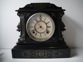 Antique Ansonia Eastlake Mantel Mantle Shelf Clock Vintage Working photo