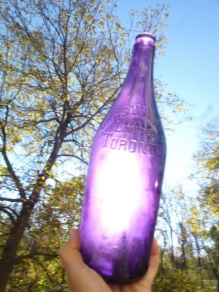 Antique Purple Glass Bottle - 1910 Era photo