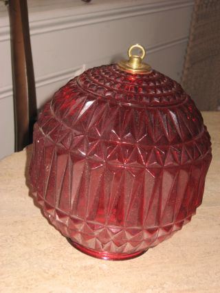 Vintage Red Glass Ball Globe Swag Hanging Ceiling Light Globe photo