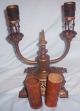 Antique Victorian Cast Iron Ornate Fish Double 2 - Socket Electric Lamp Candelabra Lamps photo 4