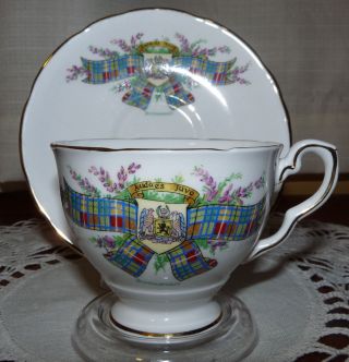 Buchanan Clan Crest Cup & Saucer Made By Royal Stafford photo