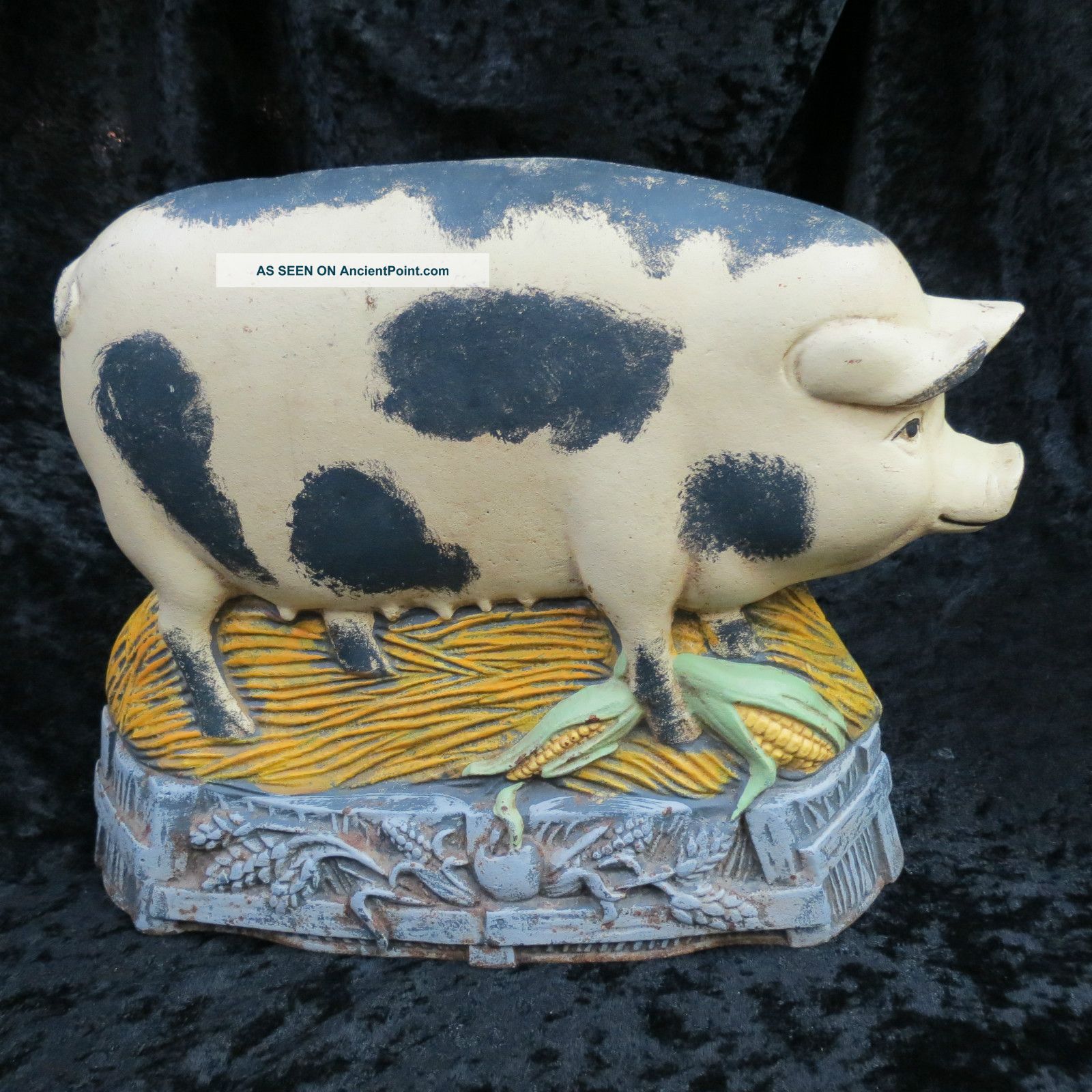 Antique Cast Iron Doorstop Pig / Sow 1920 - 30 ' S ?amazing Condition Metalware photo