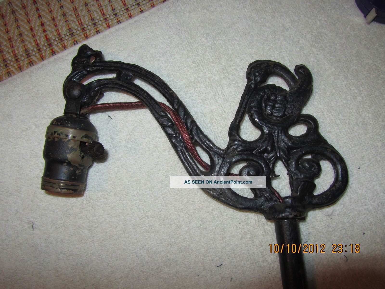 Antique Cast Iron Stork/pelican Bridge Lamp & 4 Claw Footed Base Lamps photo