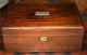 Antique Walnut Wood Tobacco Humidor White Milk Glass Lined Interior Boxes photo 1