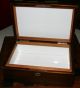 Antique Walnut Wood Tobacco Humidor White Milk Glass Lined Interior Boxes photo 3