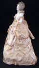 Antique Porcelain Fancy Dressed Half 1/2 Doll Boudoir Lamp Light Frame Orig Cord Figurines photo 6