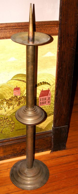 Vintage Large Floor Size Brass Candle Stand From Old Local Church photo