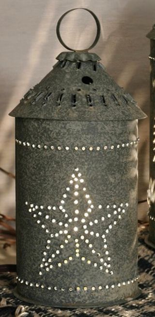 Unique Primitive Classic Barn Star Punched Tin Electric Tart Wax Oil Warmer Gray photo